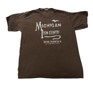 Perrin Michigan Iron‎ Country Upper Peninsula Graphic T-Shirt XL pre shrunk